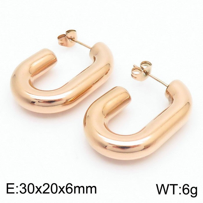 Titanium Steel U-shaped Glossy Ear Clip Plated 18K Hollow Earrings