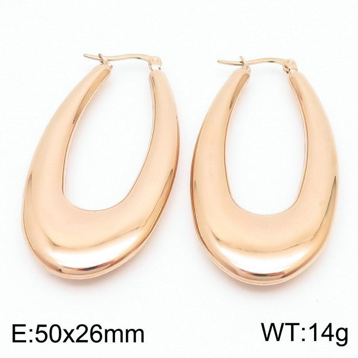 Titanium Steel U-shaped Glossy Ear Clip Plated 18K Hollow Earrings