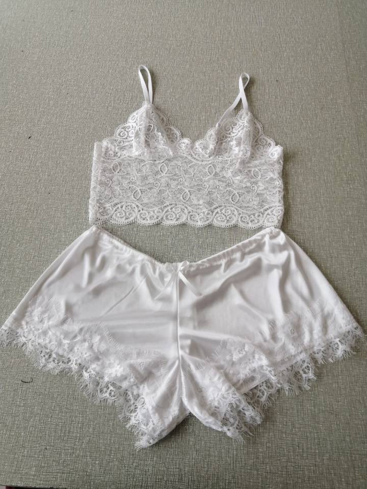 Lace Bra Split Two-piece Suit Pajamas