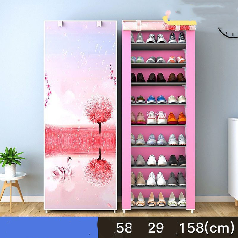 Cloth Shoe Cabinet Student Dormitory Bedroom Storage Shoe Rack Door Multi-layer Assembly Simple