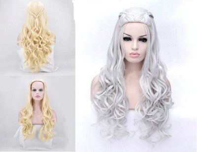 Matt 70cm braided silver long curly hair