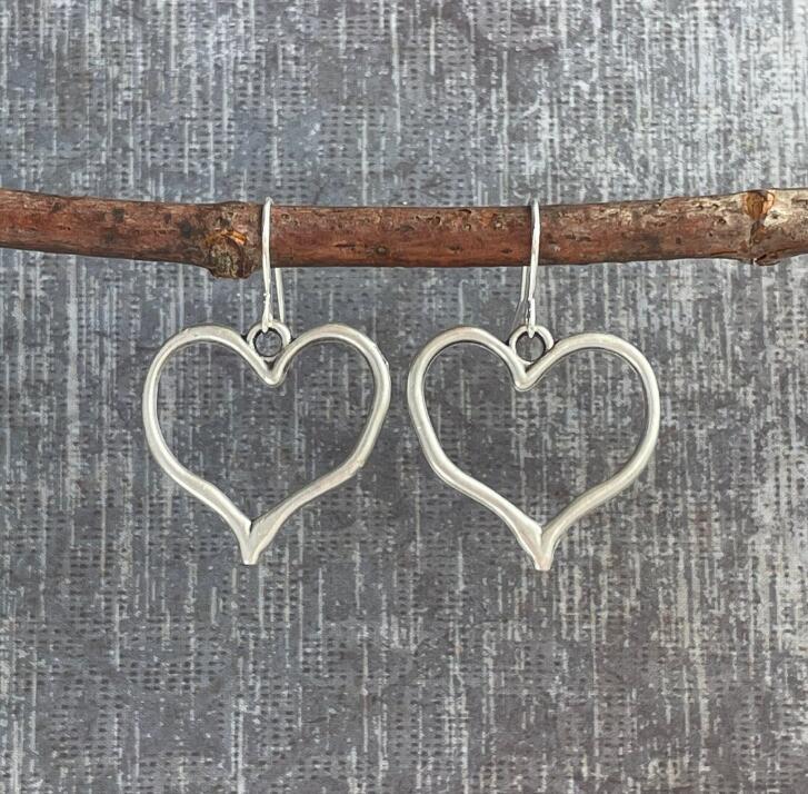 Love Heart-shaped Retro Distressed Coin Color Metal Alloy Earrings