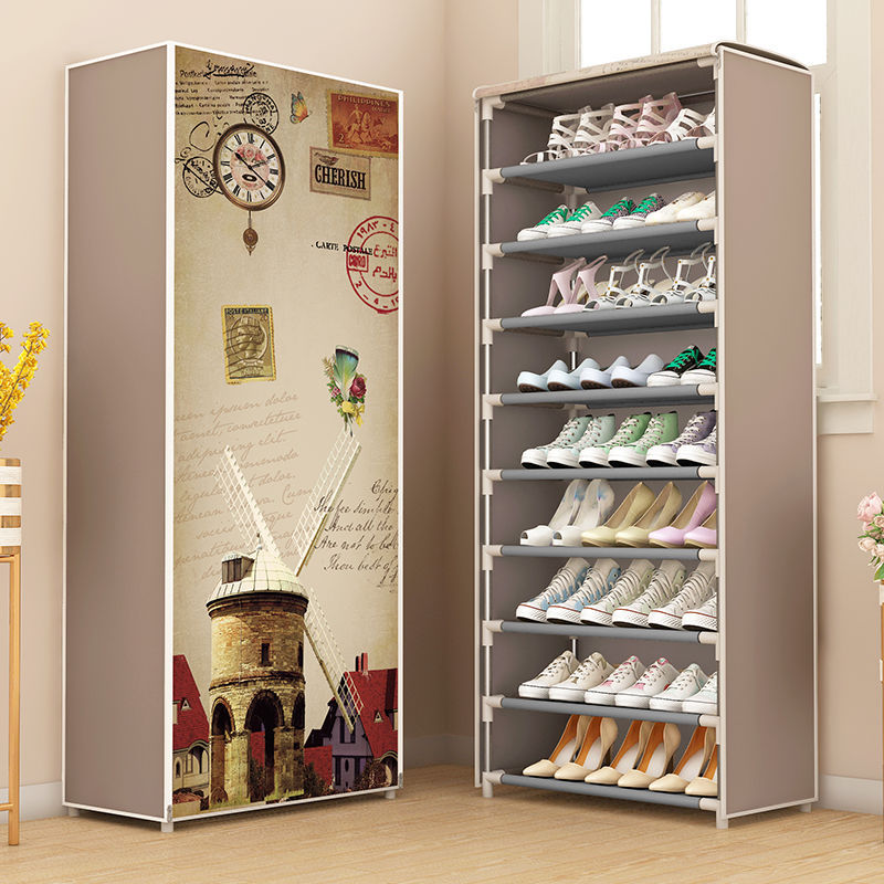 Cloth Shoe Cabinet Student Dormitory Bedroom Storage Shoe Rack Door Multi-layer Assembly Simple