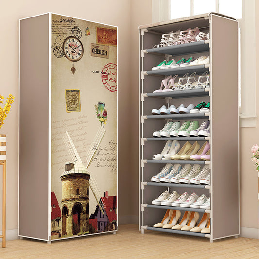 Cloth Shoe Cabinet Student Dormitory Bedroom Storage Shoe Rack Door Multi-layer Assembly Simple