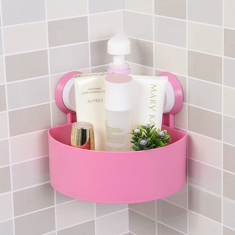 Triangle suction cup bathroom rack