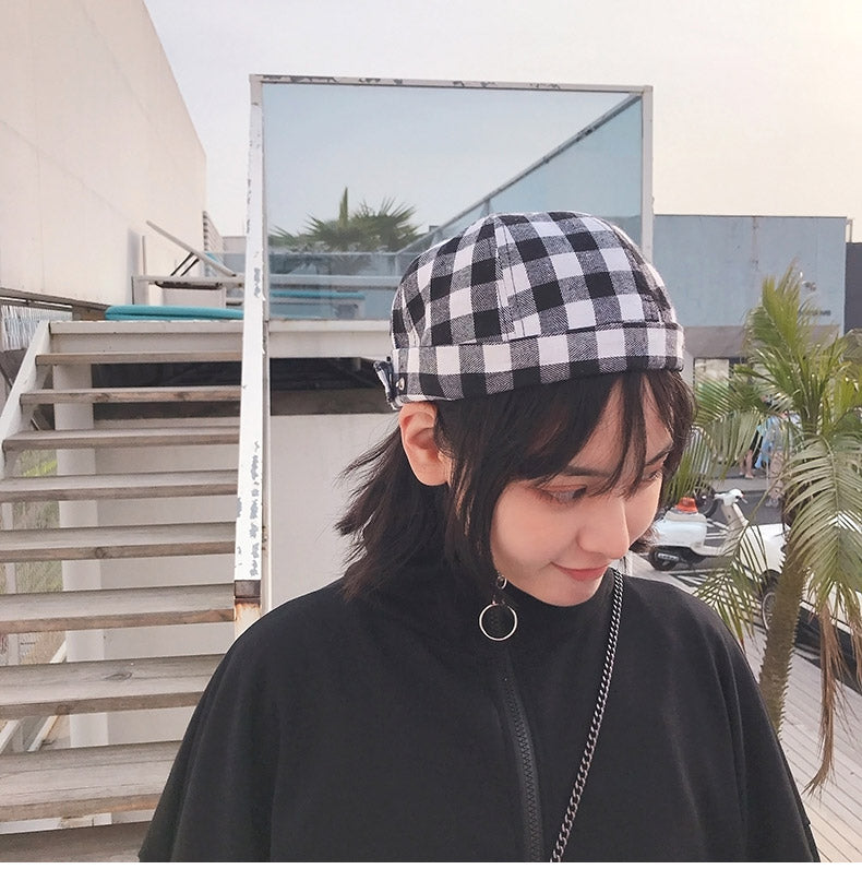 Plaid hat spring summer melon hat