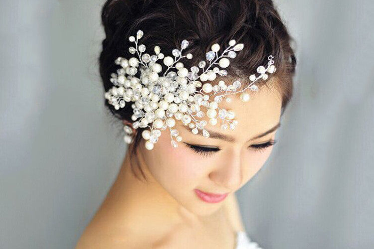 Bridal Wedding Hair Accessories Handmade Crystal String Beads Hair Comb