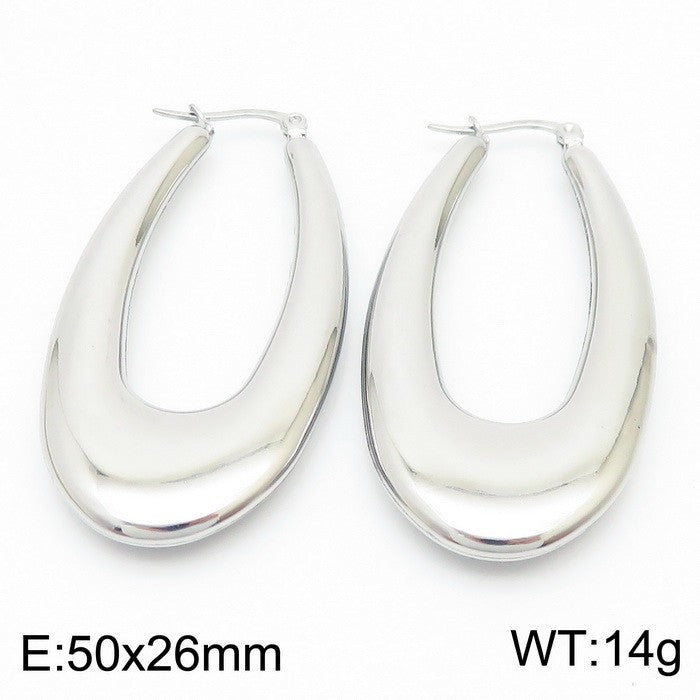 Titanium Steel U-shaped Glossy Ear Clip Plated 18K Hollow Earrings