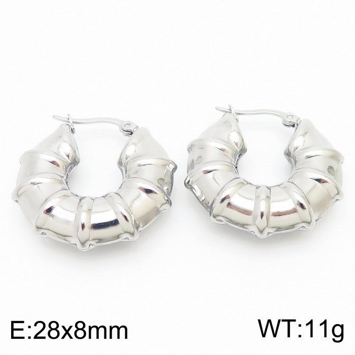 Titanium Steel U-shaped Glossy Ear Clip Plated 18K Hollow Earrings