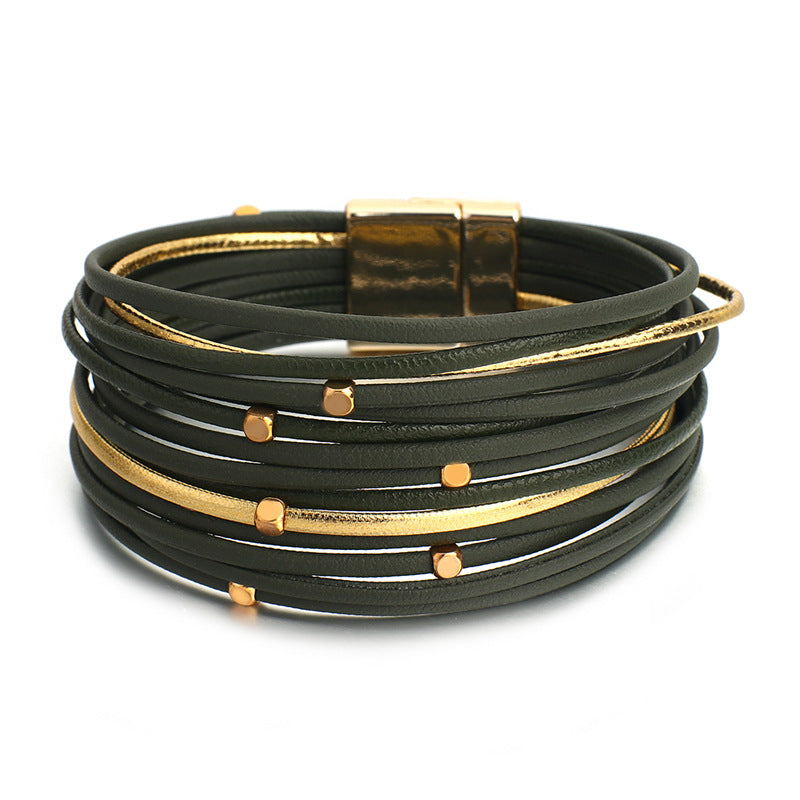 Vintage Beads Soft Leather Bracelet For Women