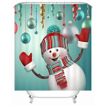 Waterproof 3D Christmas Snowman Printed Bathroom Shower Curtain Bathroom Decor