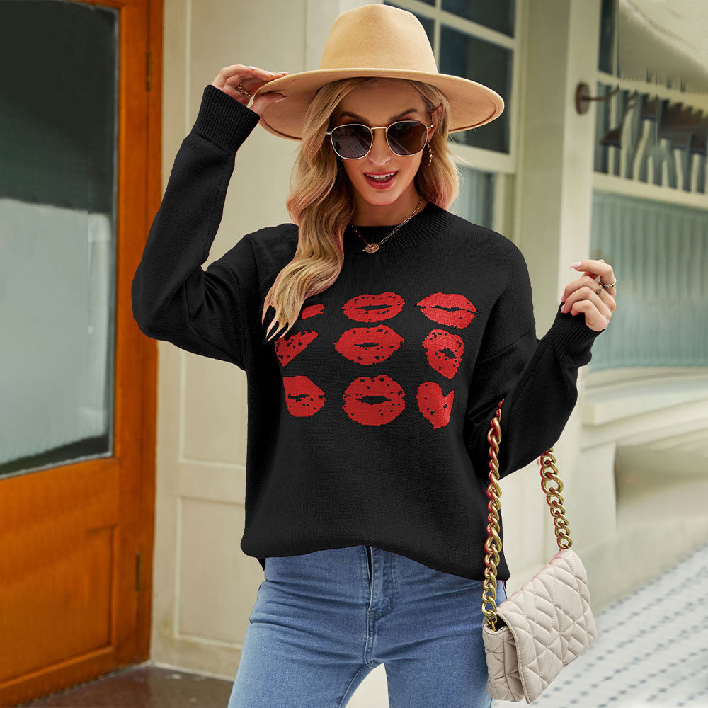 Women's Valentine's Day Love Lip Sweater