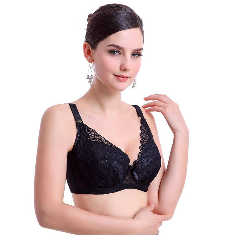 Back Button Thin Cotton Cup Lace Flower Edge Support Gathering Bra