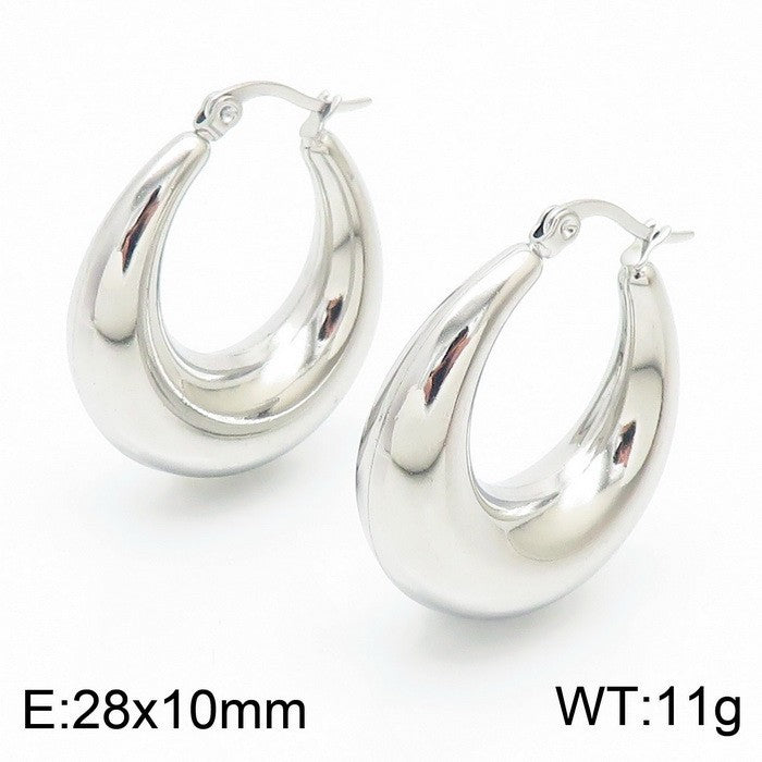 Titanium Steel U-shaped Glossy Ear Clip Plated 18K Hollow Earrings