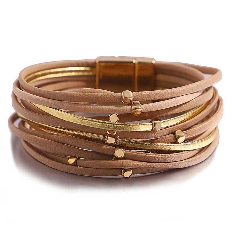 Vintage Beads Soft Leather Bracelet For Women