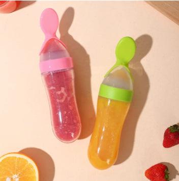 Baby Rice Paste Spoon Feeding Bottle Silicone Squeeze Rice Paste Feeding Bottle Baby Food Supplement Training Rice Paste Bottle