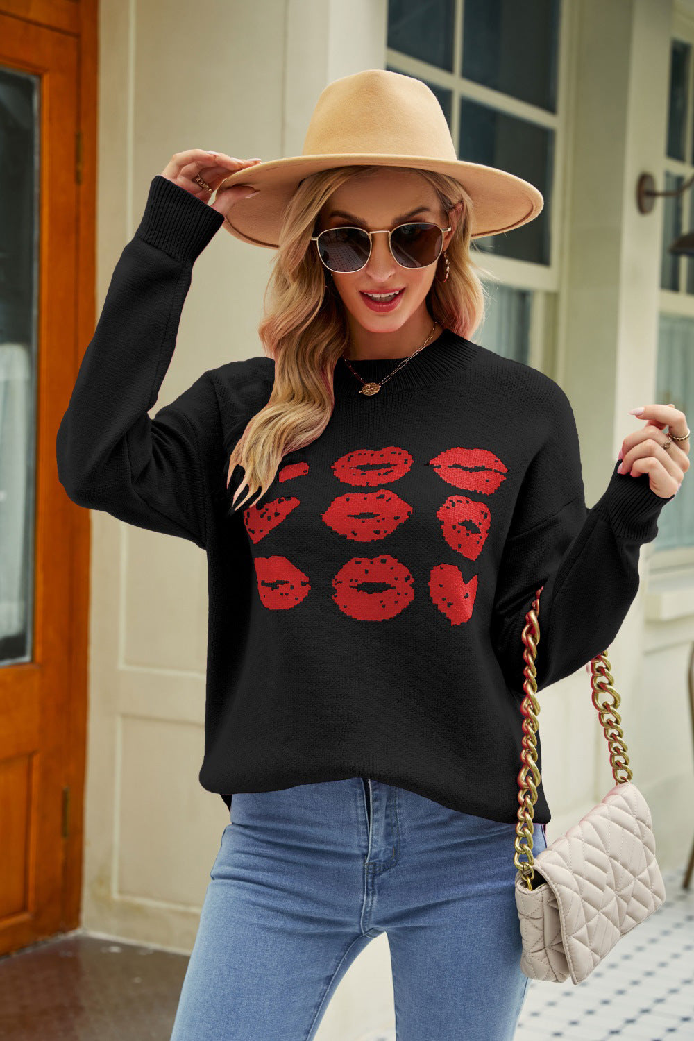 Women's Valentine's Day Love Lip Sweater