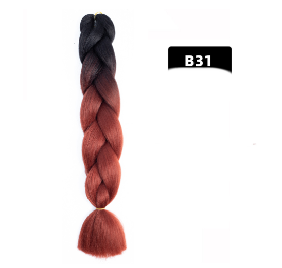 Color Big Braid African Chemical Fiber High Temperature Silk Wig Gradient