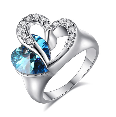 Titanic Sapphire Crystal Heart Of Ocean Ring