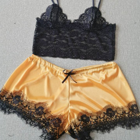 Lace Bra Split Two-piece Suit Pajamas