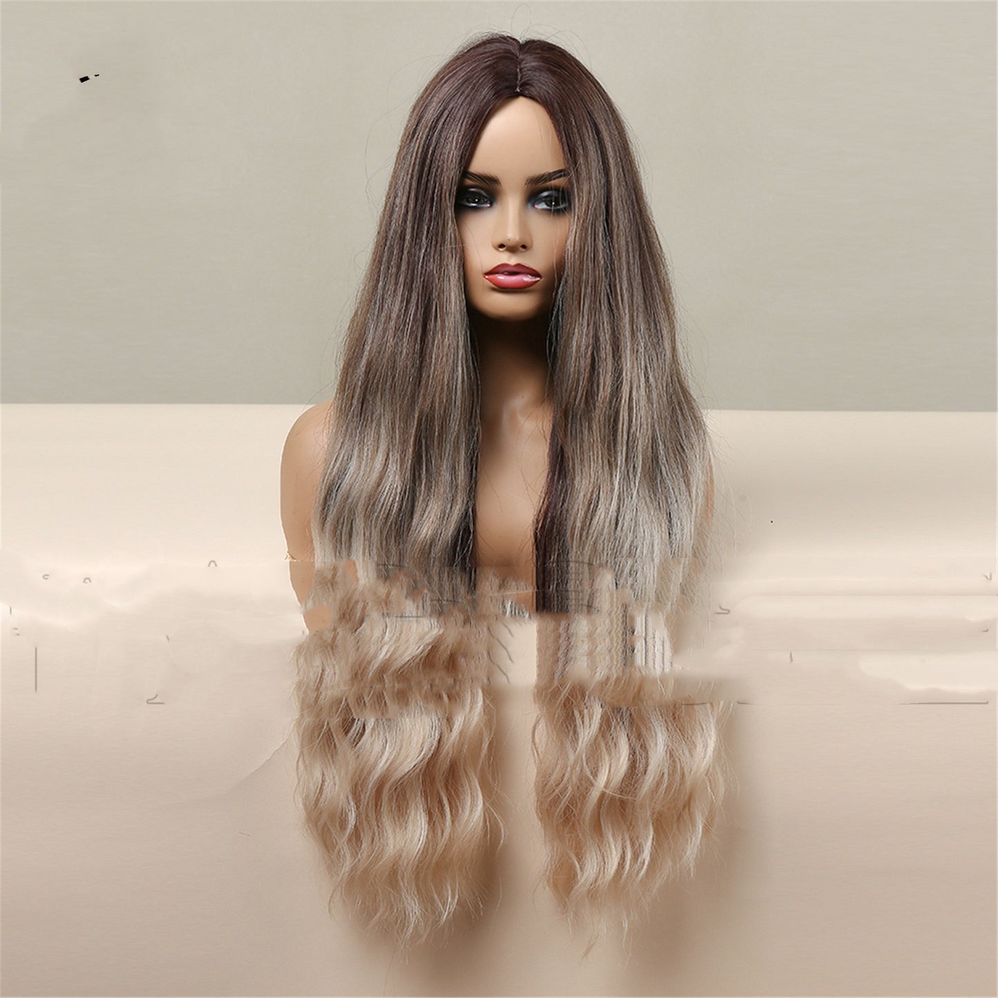 Medium Brown Gradient Blonde Women's Long Curly Hair