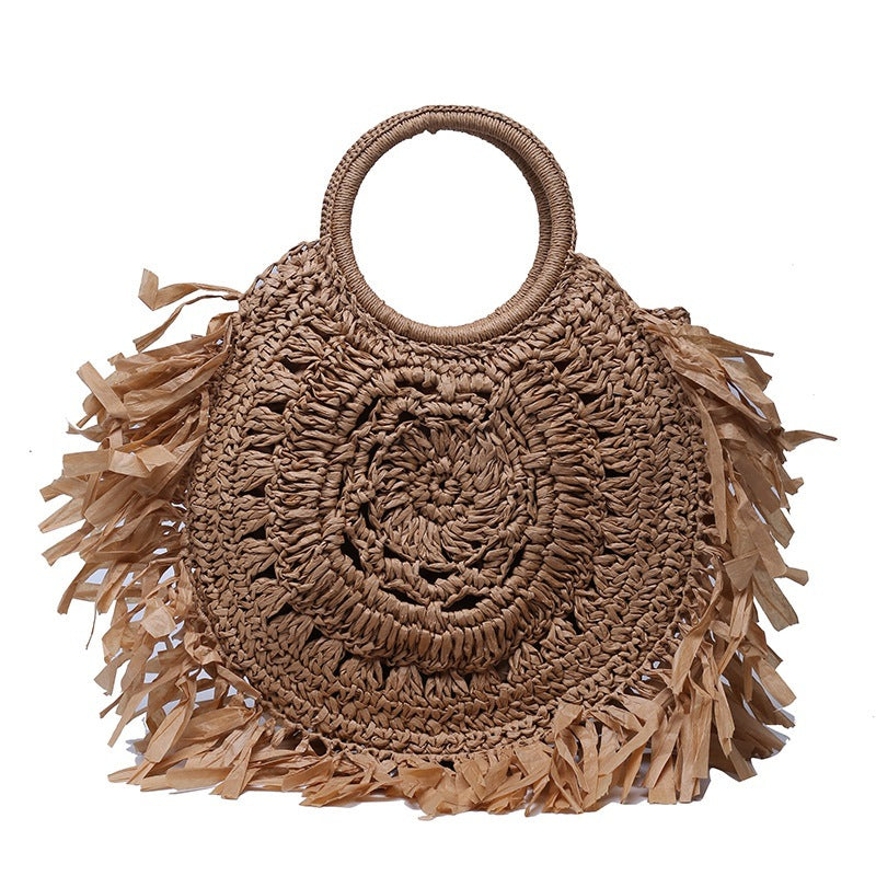 Hollow Straw Tassel Handbag