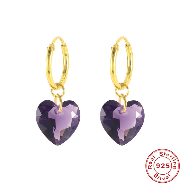 Light Luxury Creative Trendy Personalized Heart-shaped Crystal Earrings