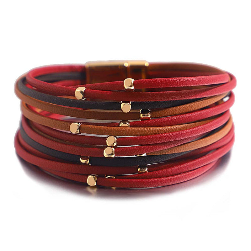 Vintage Beads Soft Leather Bracelet For Women