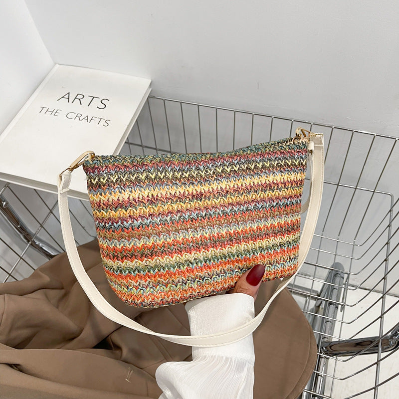 Rainbow Horizontal Striped Bucket Bag Popular This Year