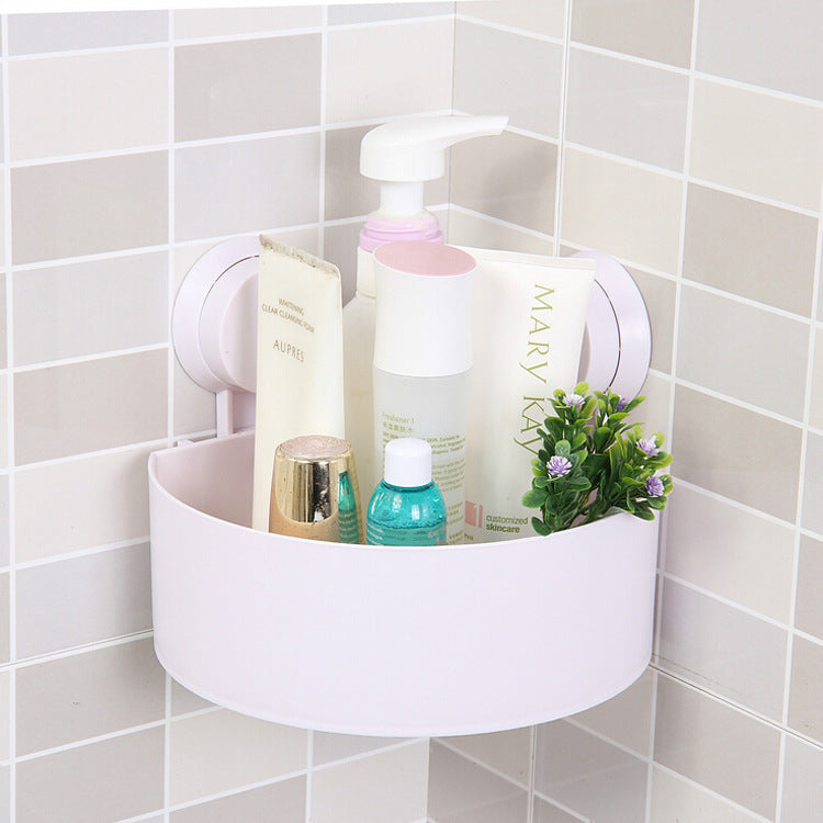 Triangle suction cup bathroom rack