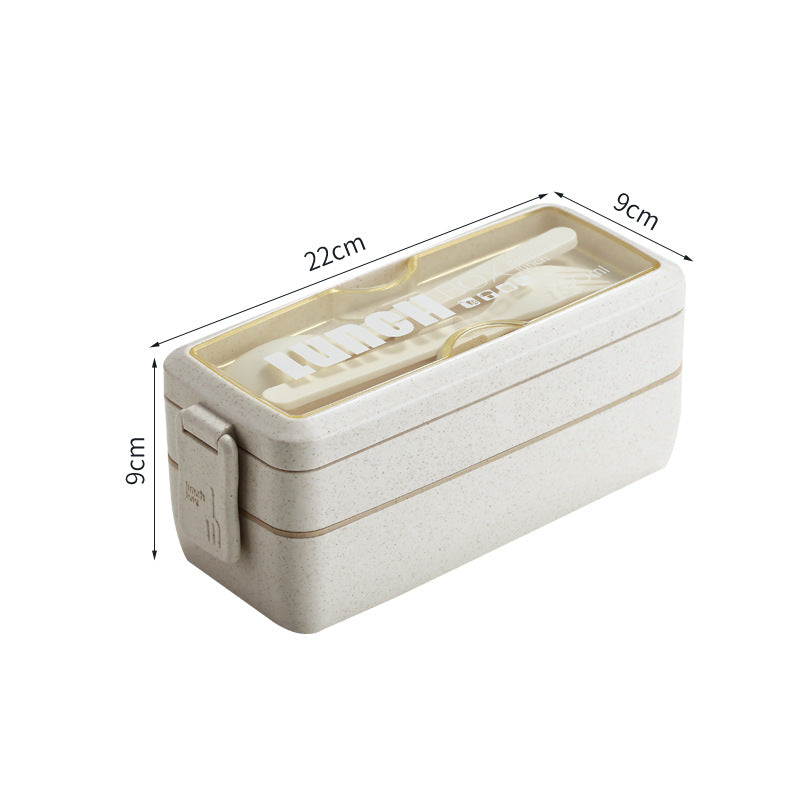 Wheat Straw Double-layer Insulated Lunch Box Portable Lunch Box Sealed Lunch Box Student Divided Lunch Box