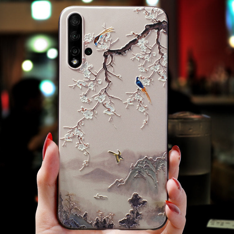 Frosted Creative Embossed Soft Shell Guofeng Phone Case