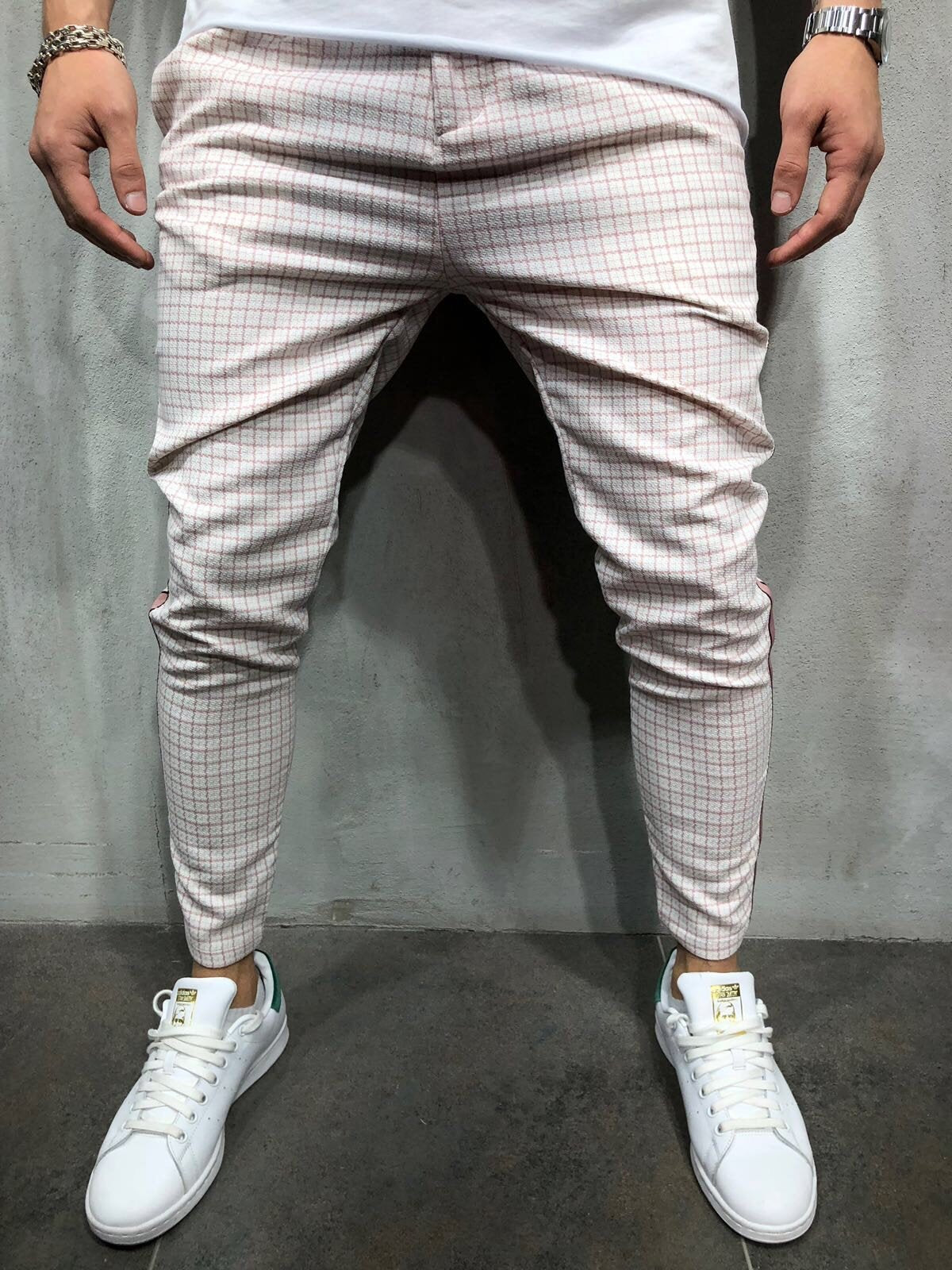 Men's Slim-fitting Cool Casual Sports Striped Side Ribbon Trousers