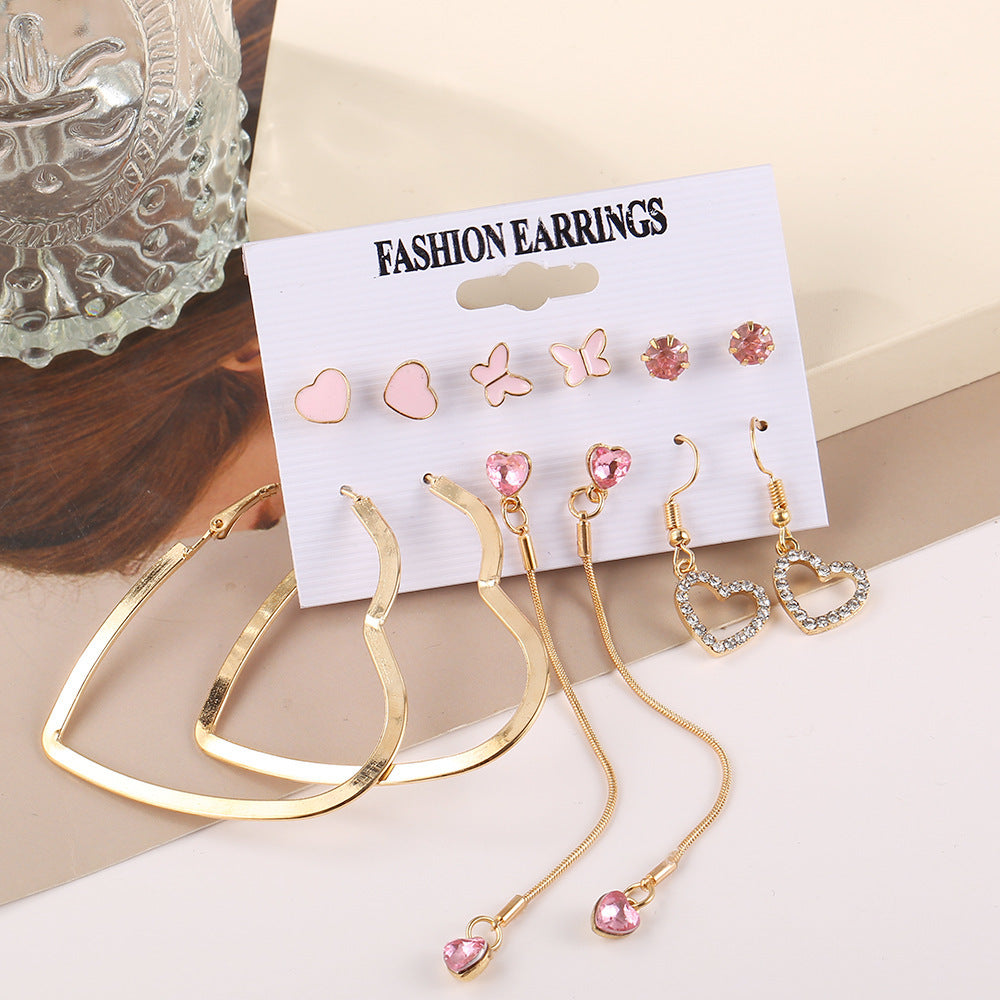 Creative Simple Retro Love Star Chain Earings Set