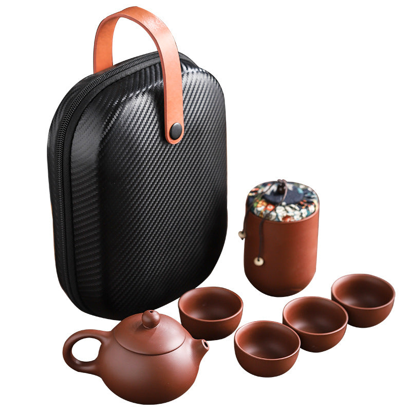 Travel Tea Set Portable Set Household Purple Sand A Pot Of Four Cups Tea Cans Outdoor Car Products