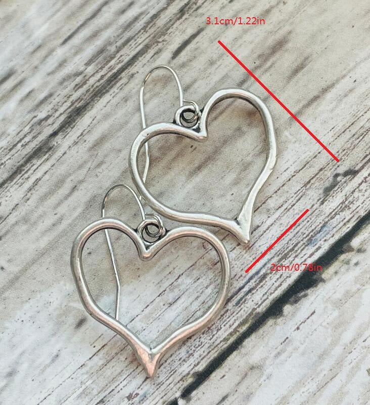 Love Heart-shaped Retro Distressed Coin Color Metal Alloy Earrings