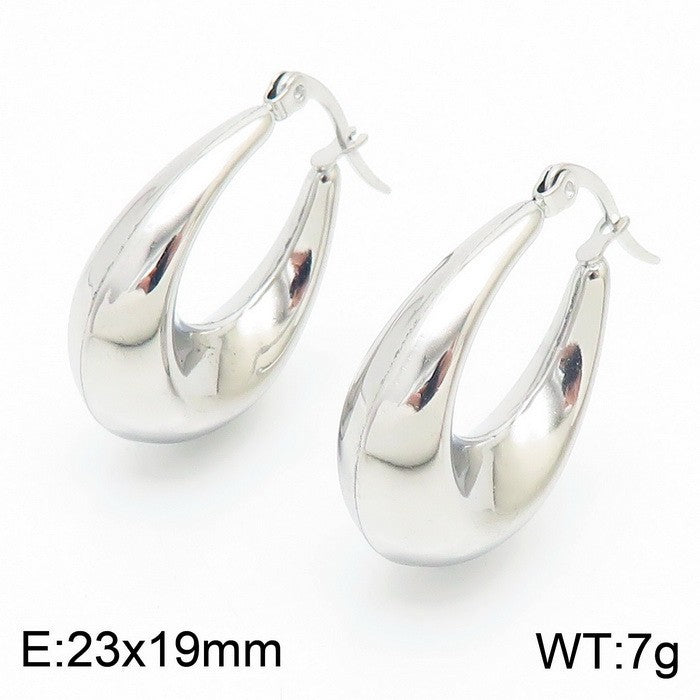 Titanium Steel U-shaped Glossy Ear Clip Plated 18K Hollow Earrings