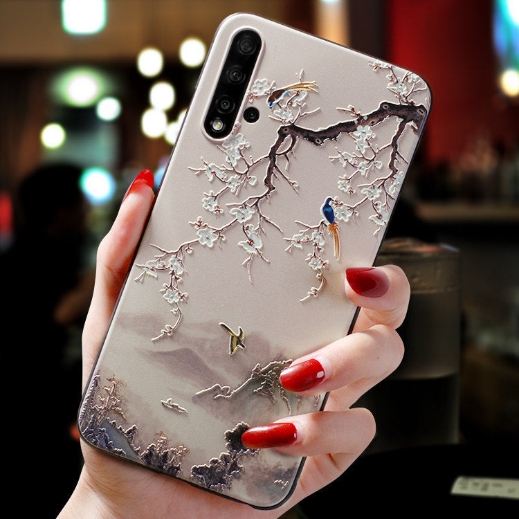 Frosted Creative Embossed Soft Shell Guofeng Phone Case