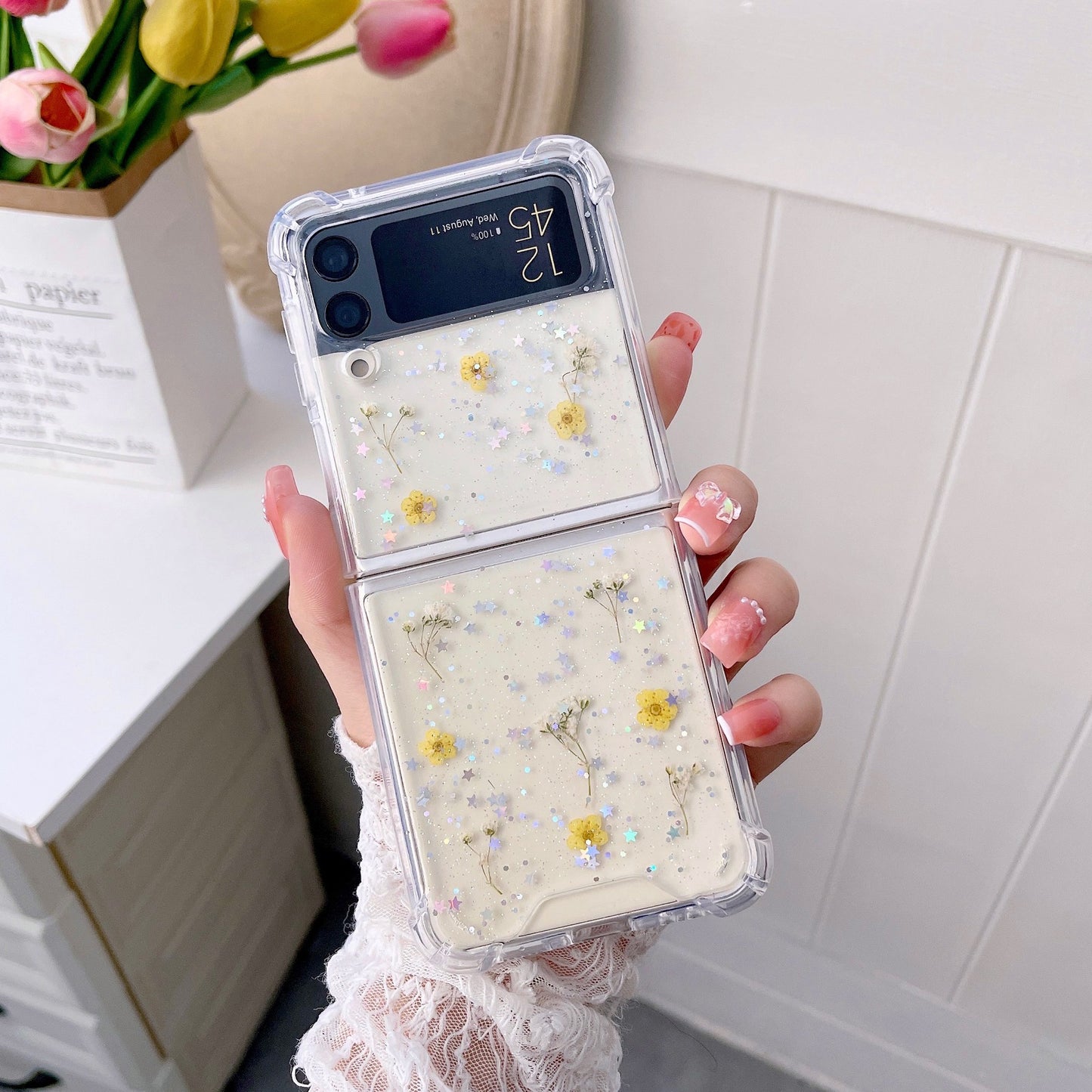 Drop Glue Glitter Star Dry Flower Star Mobile Phone Cover