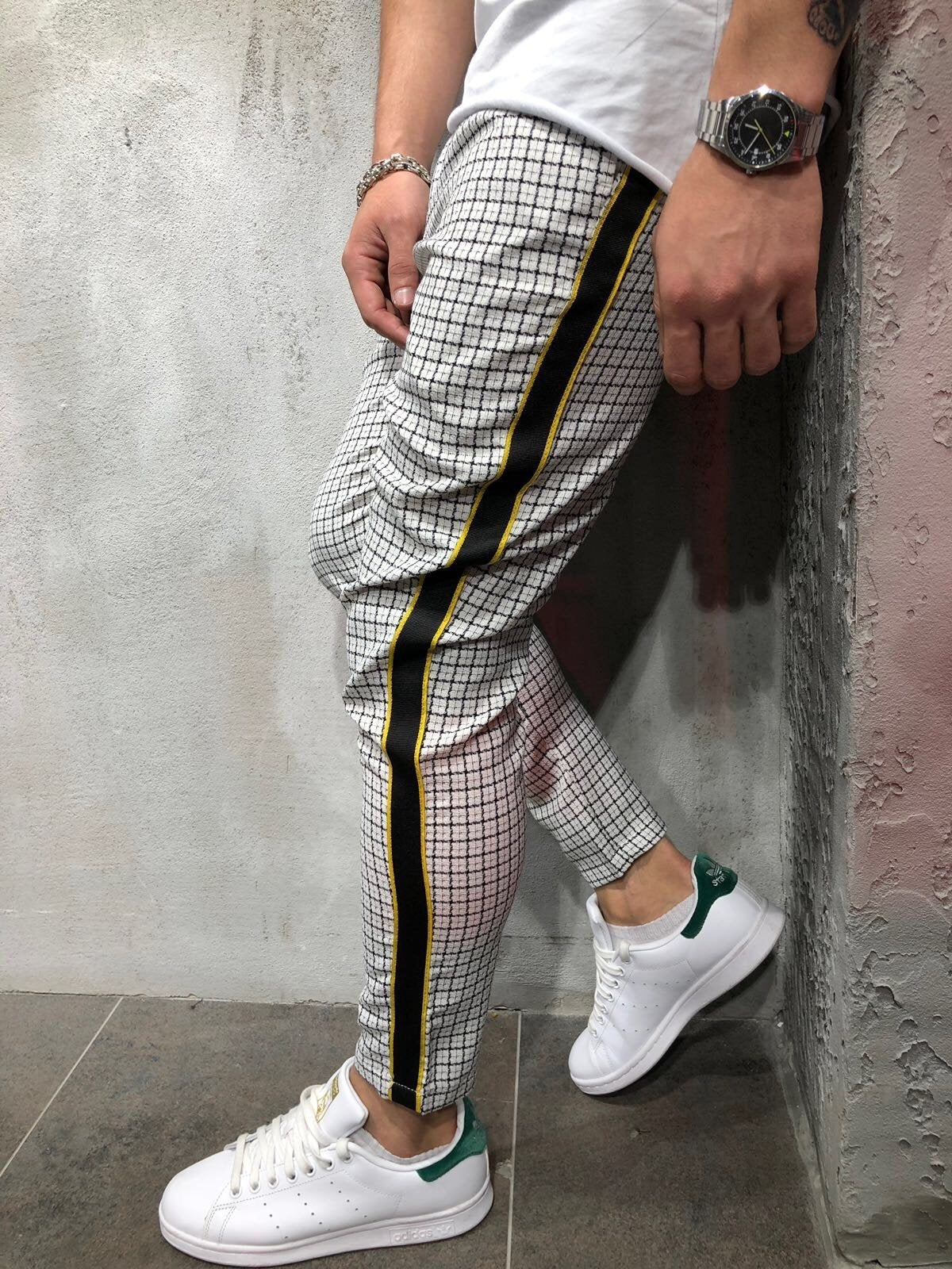 Men's Slim-fitting Cool Casual Sports Striped Side Ribbon Trousers