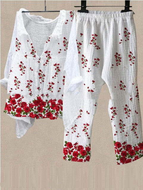 Women's Fashion Set Casual Cotton And Linen