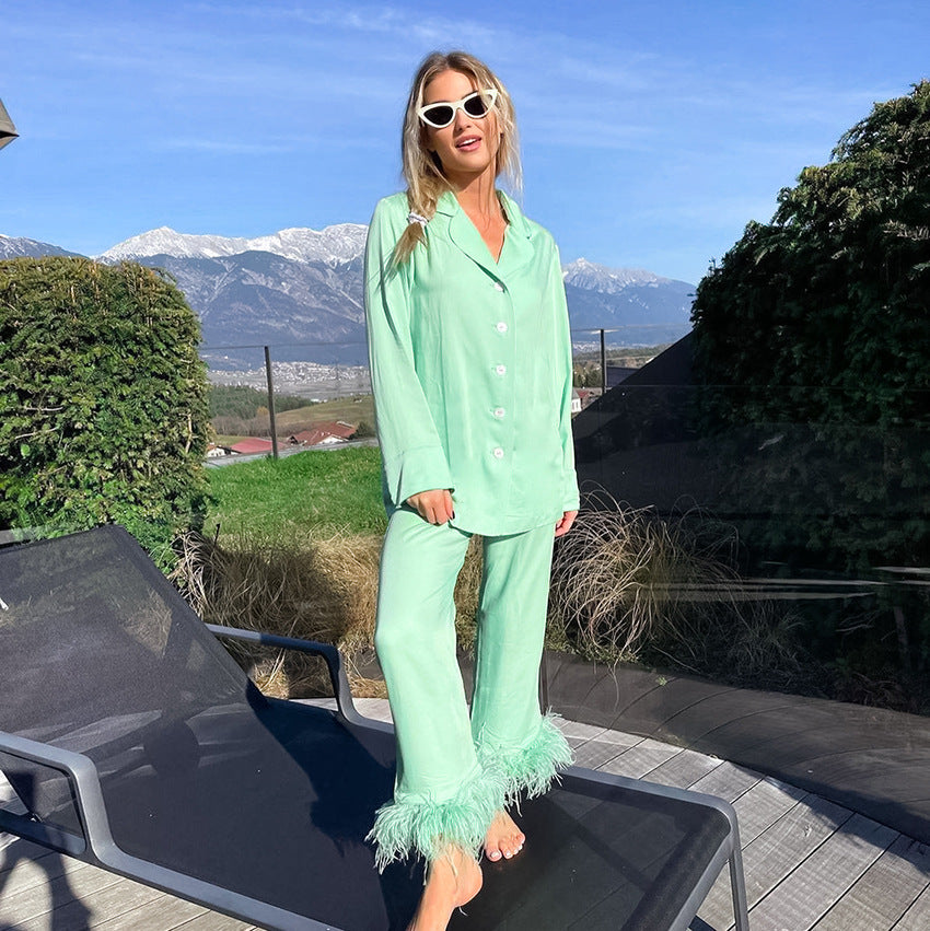 Fashion Casual Set Green Women's Clothing Thin Two-piece Suit