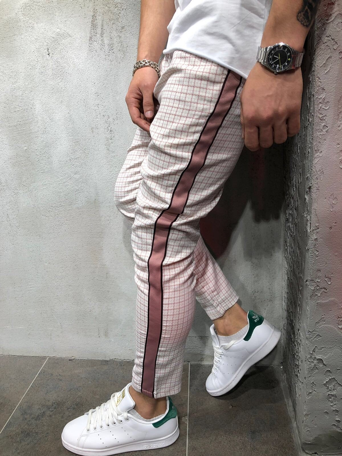 Men's Slim-fitting Cool Casual Sports Striped Side Ribbon Trousers