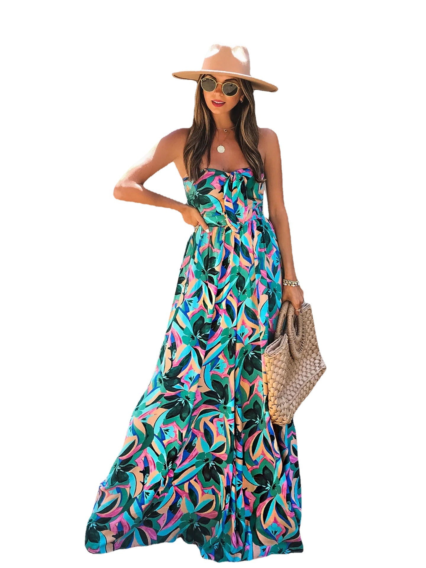 Women's Elegant Print High Waist Wrap Jumpsuit