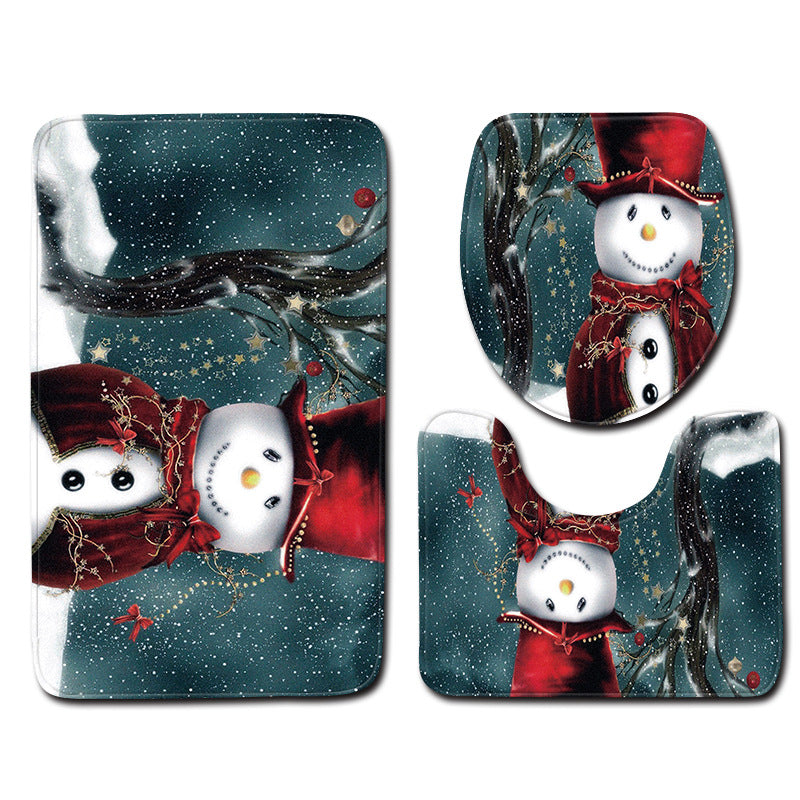 Christmas Snowman Bathroom Carpet Door Mat