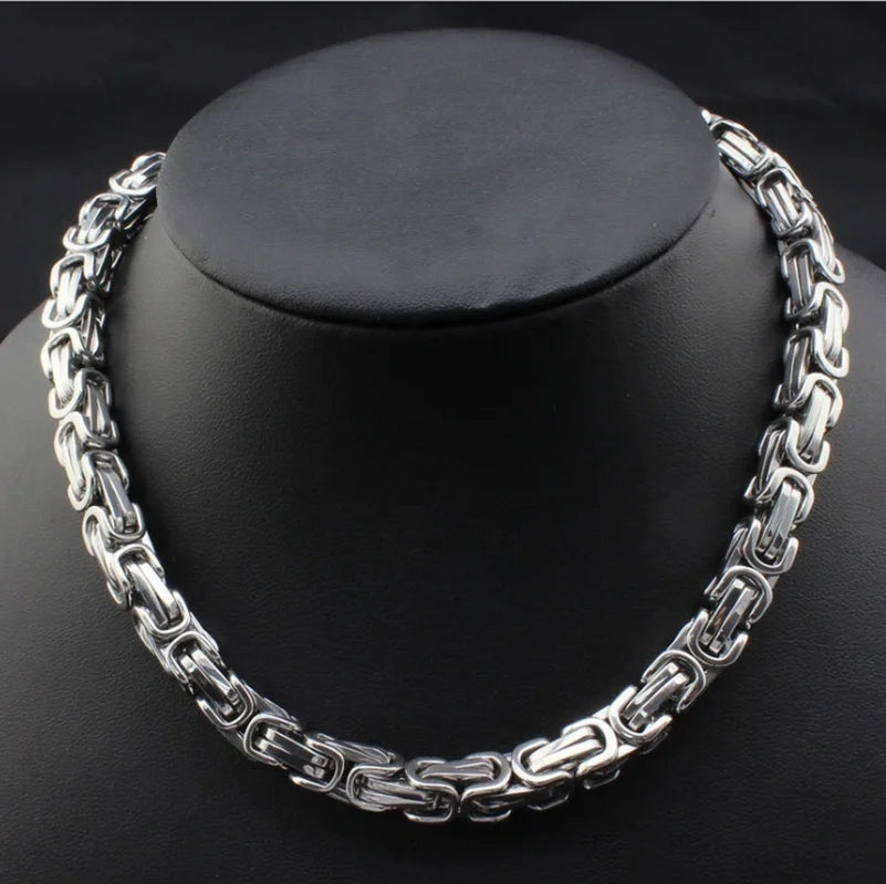 Men\\'s Fashion Stainless Steel Necklace and Bracelet Set Heavy Metal Emperor Chain Rock Punk Jewelry