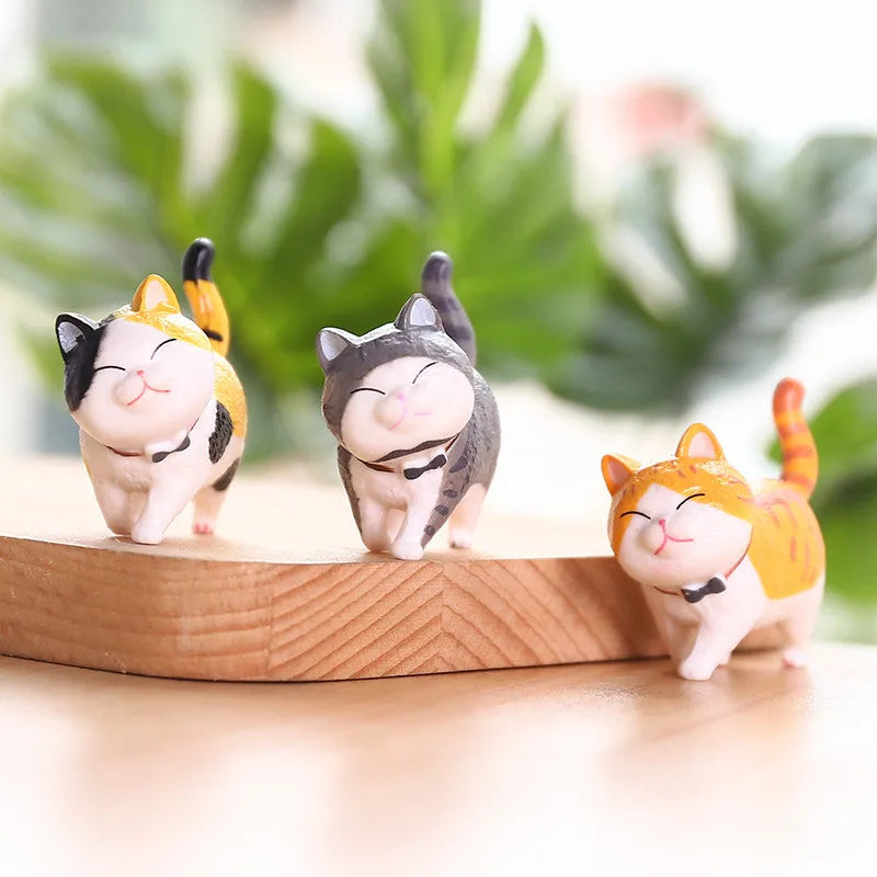 Cute Cat Ornaments Kawaii Bell Cat Animal Fairy Garden Figurines Accessories Home Decoration Desktop  Model Birthday Gift Gif