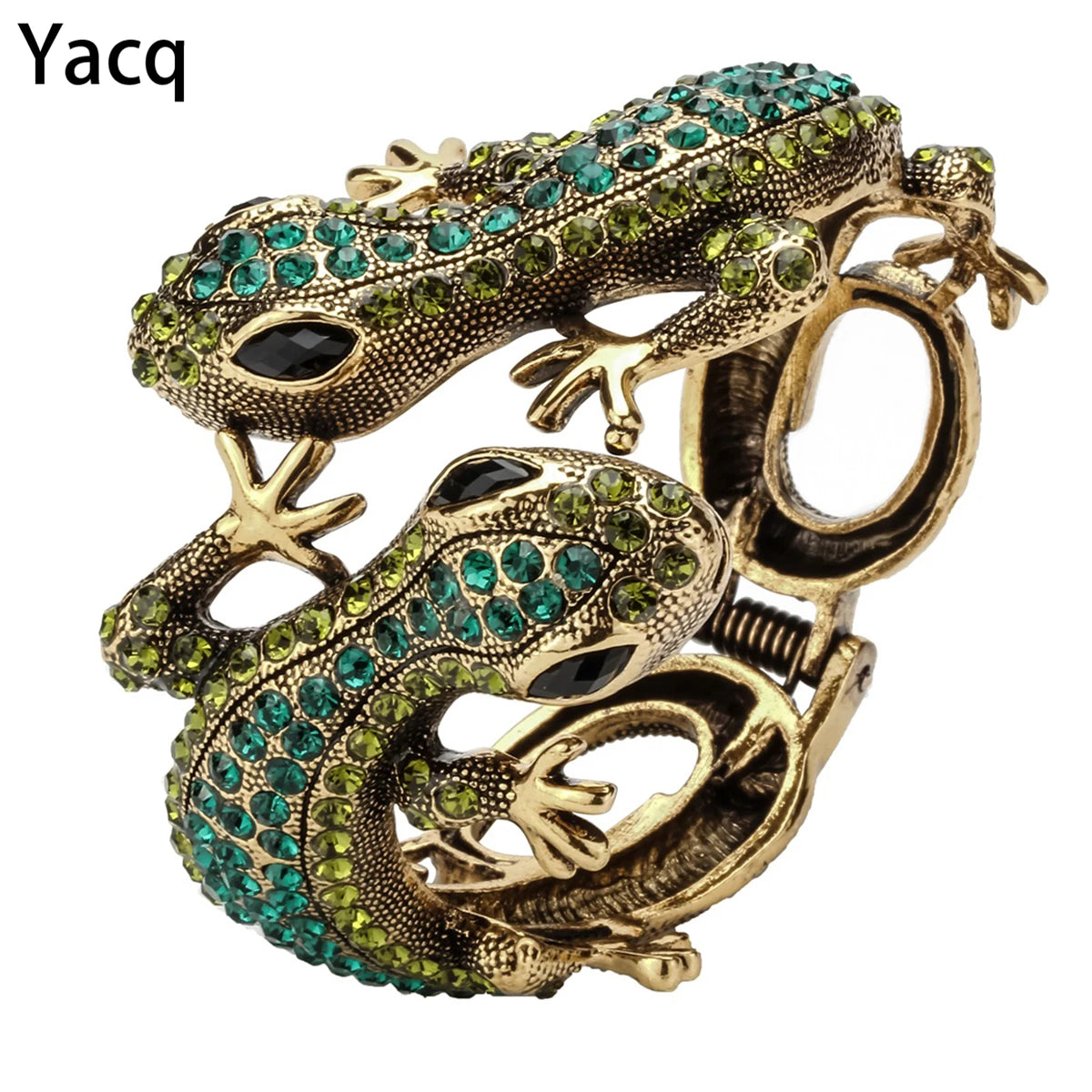 YACQ Gecko Bangle Bracelet Antique Gold Silver Color Animal Bling Crystal Jewelry Gifts for Women Her Girls Dropshipping A08