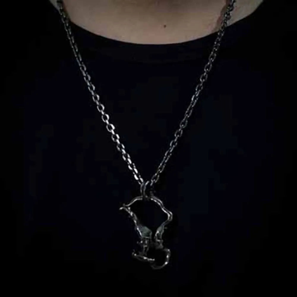 Vintage Punk Skull Necklace for Men Women 316L Stainless Steel Necklaces Men's chain Fashion Male Kiss Jewelry OSDZ167