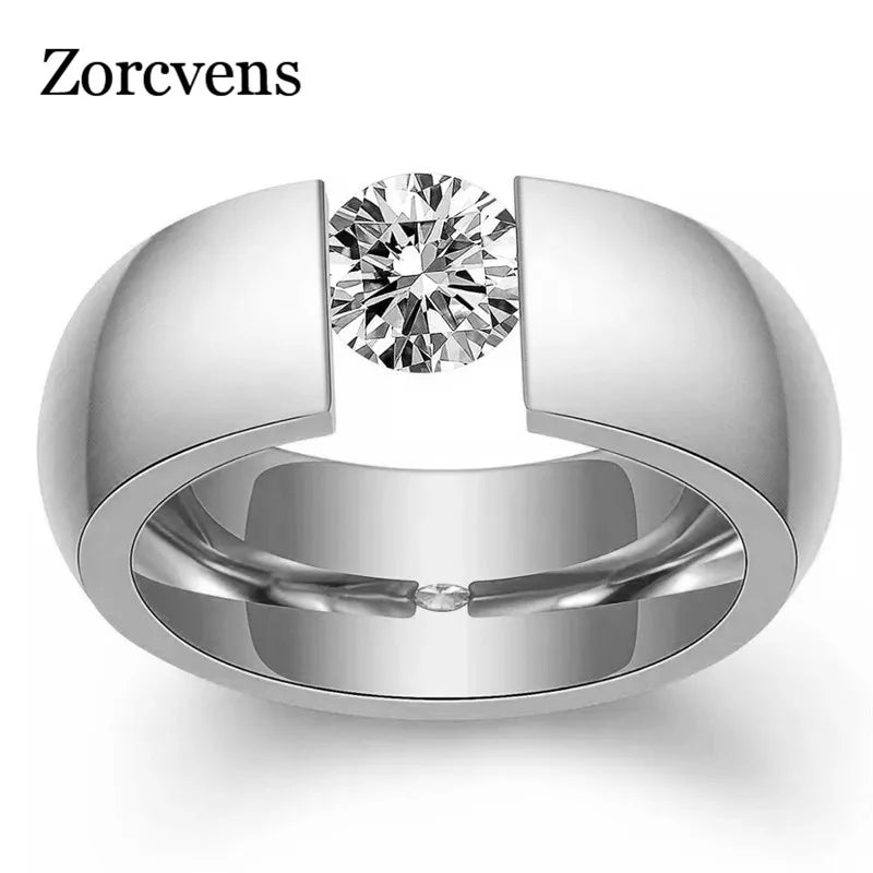 ZORCVENS New Fashion Zircon Wedding Ring For Women Stainless Steel Finger Jewelry For Lady Engagement Rings Wholesale